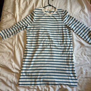Boden striped cotton dress. Marine/turquoise blue, beautiful condition.